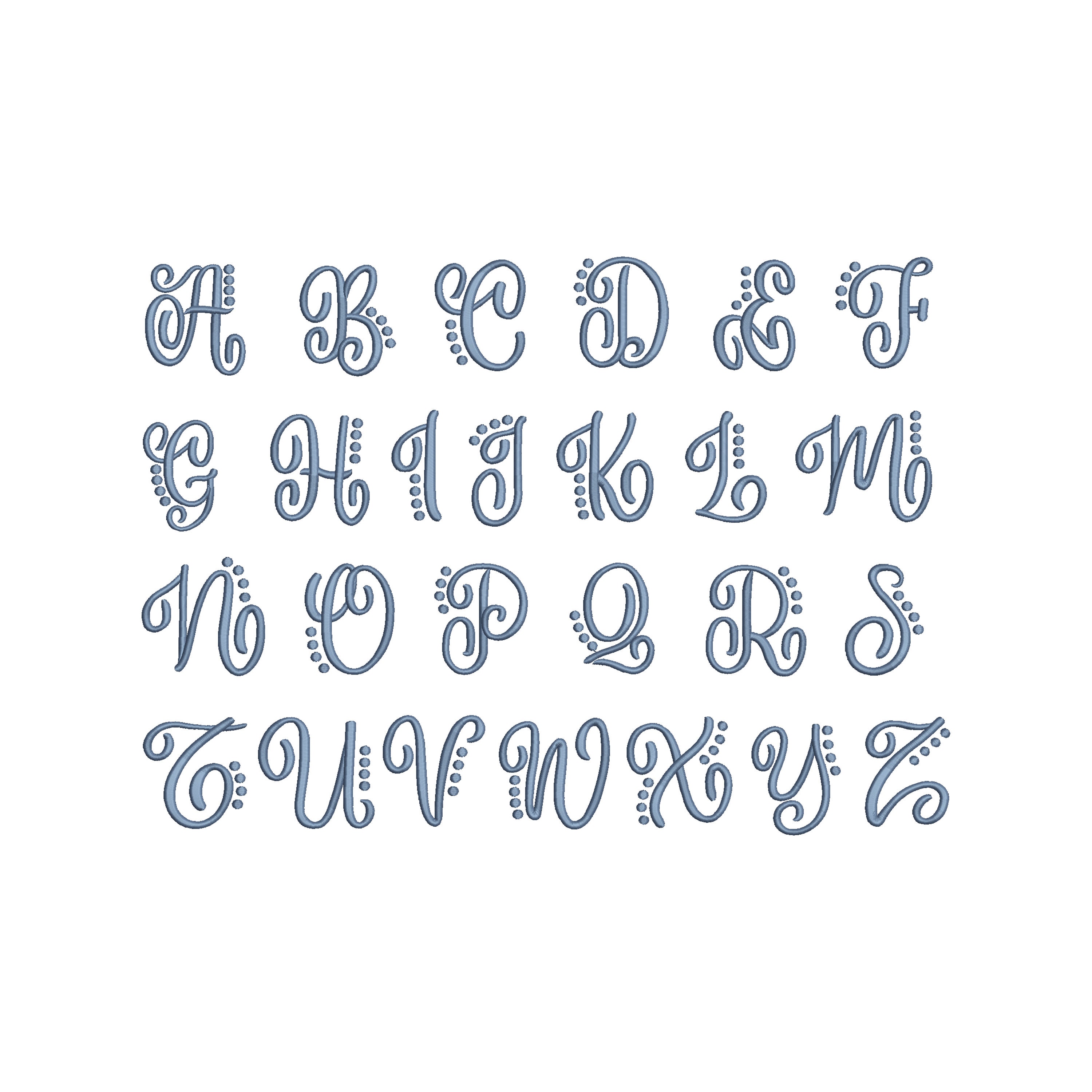 EMBROIDERY FONTS Cursive Dot Monogram Font Digital Machine Embroidery File Baby Lee Embroidery Design Instant Download 3 Sizes Etsy