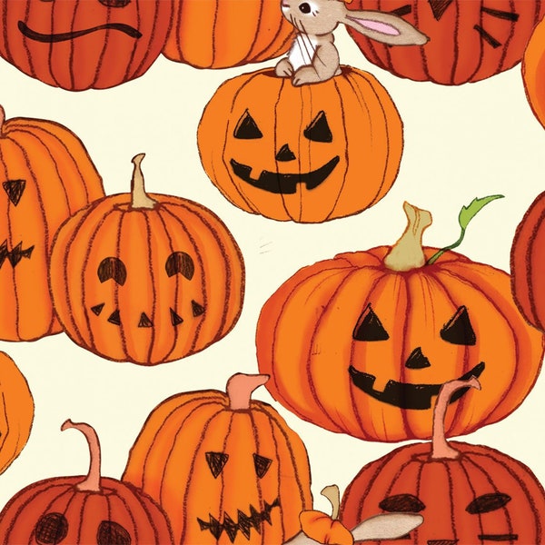 Belle and Boo Pumpkin Party Halloween fabric fabric fat quarter 1/2 yard 1 yard pieces holiday fabric children's fabric