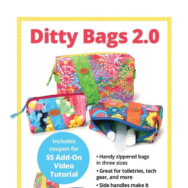 NEW Ditty Bags 2.0 Pattern by Annie zipper compartments sewing organizer embroidery organizer PBA188-2