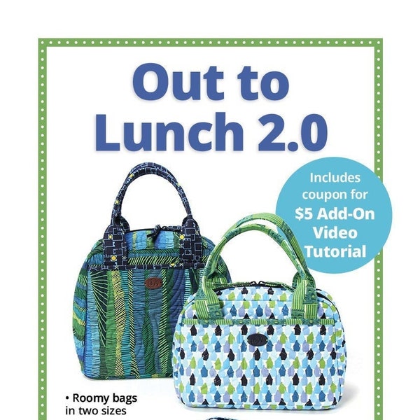 NEW Out to Lunch 2.0 Patterns by Annie zipper compartments lunch bag sewing organizer embroidery organizer PBA231.2