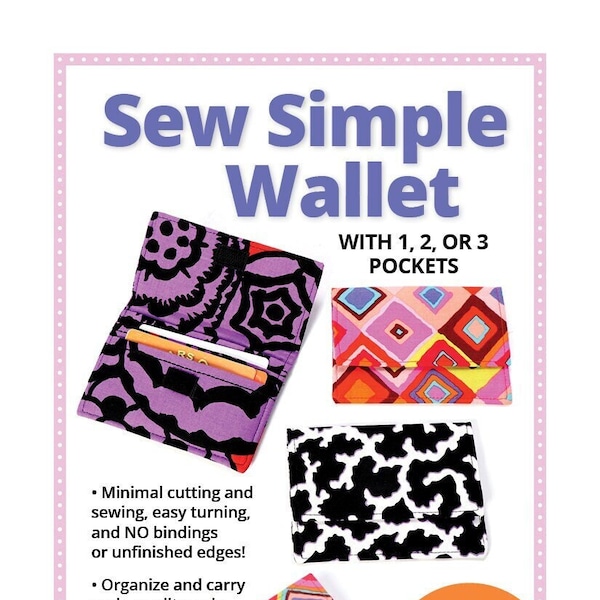 NEW Sew Simple Wallet Pattern by Annie zipper compartments sewing organizer embroidery organizer Purse PBA304