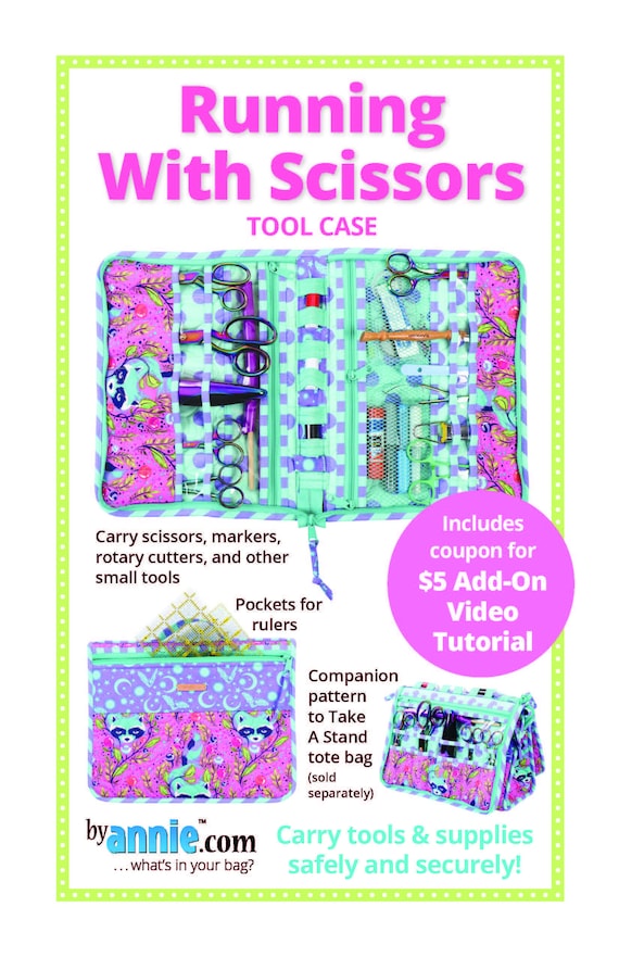 Running with Scissors/Patterns by Annie/paper pattern/zipper compartments/PBA272/notions organizer bag