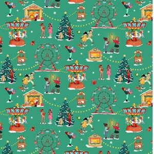 NEW Belle and Boo Christmas Fairground Peppermint/fat quarter cut/1/2 yard cuts/Holiday fabric/children's fabric