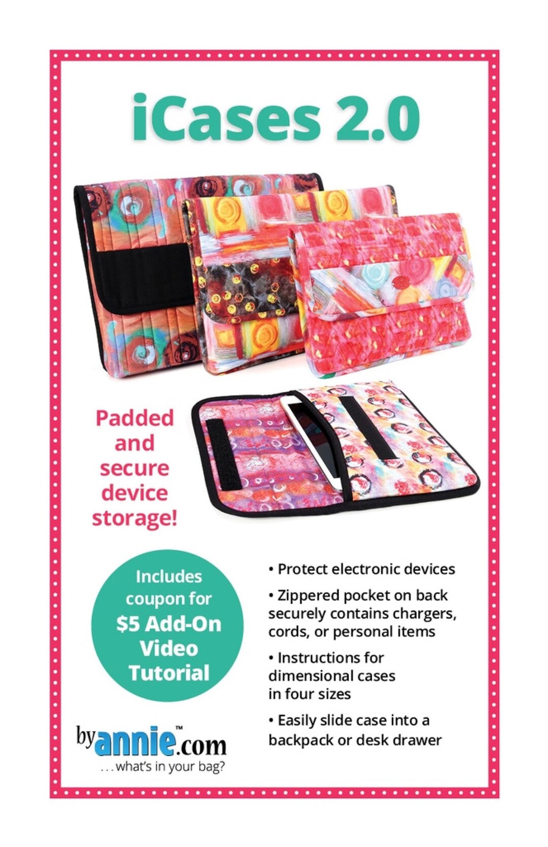 New I Case 2.0/patterns by Annie/zipper Compartments/pba218-2