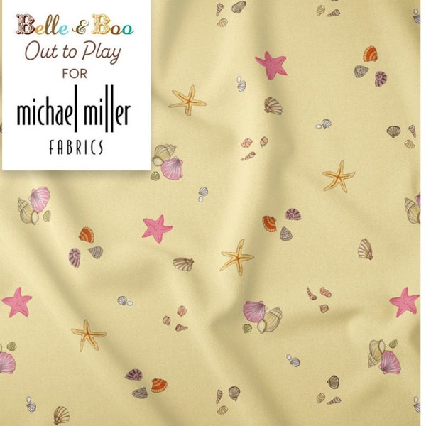 NEW Belle and Boo Yellow Seashells/fat quarter cuts/1/2 yard/1 yard/children's fabric/Michael Miller fabrics/45" wide fabric/