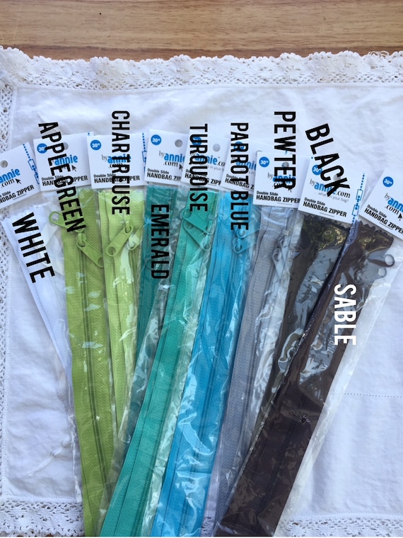 YKK 30" ByAnnie's Handbag Zipper: #4.5 Nylon Coil, Double Pull, YKK zippers, multiple colors