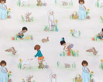 Belle and Boo Easter Egg Hunt/fat quarter cut/1/2 yard cuts/Holiday fabric/children&#39;s fabric/