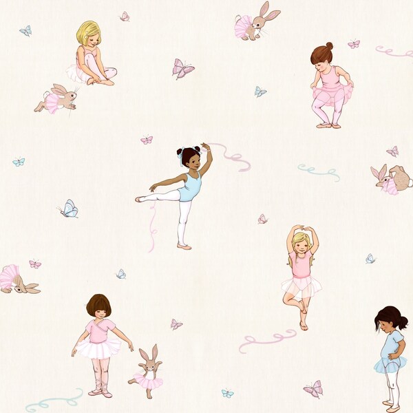 Belle and Boo Ballet fabric/fat quarter/1/2 yd & yd cuts/Little girl's fabric/Children's fabric/pink/