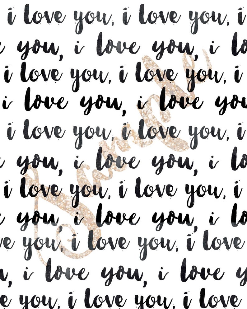 I Love You Repeating Hand Drawn Print PRINTABLE I Love You | Etsy