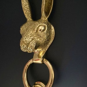 Solid Brass or Nickel Hare Rabbit Front Door Knocker - Various Finishes