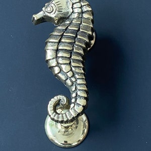 Large Seahorse Door Knocker - Polished Solid Brass Gold Finish