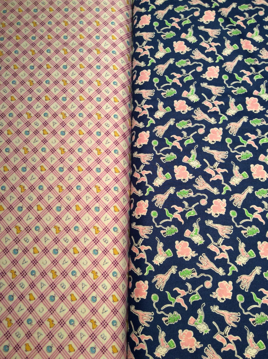 Buy Toy Chest Fabric in Blue Animal or Raspberry Plaid W/ducks/bunnies