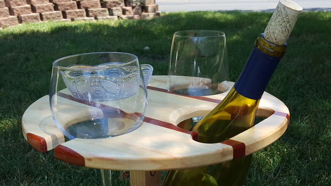 2bottle folding Portable Wine Table Picnic Wine table Etsy