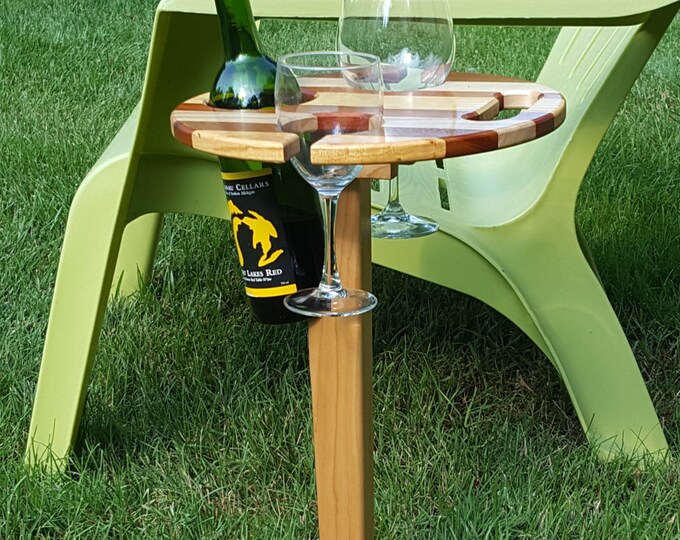 Single Bottle Portable Wine Table Folding Picnic Wine Table Etsy