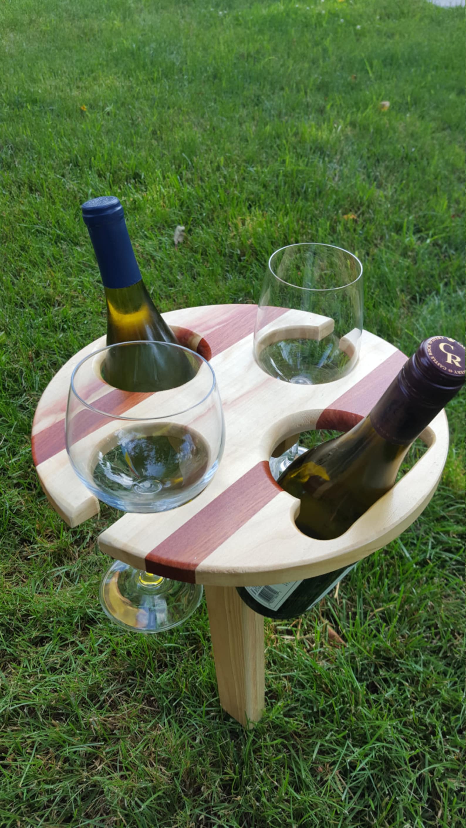 2bottle folding Portable Wine Table Picnic Wine table Etsy