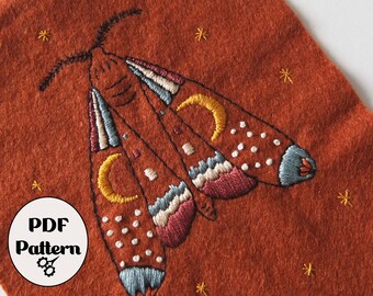 Moth Embroidered Felt Banner Pattern: Desert Scene (PDF Pattern)