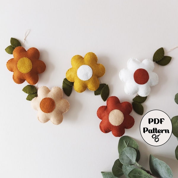 Autumnal Felt Garland PDF, Digital Pattern, Felt Floral Garland, Beginner PDF Pattern, Sewing Pattern, Felt Flower Garland, Instant Download