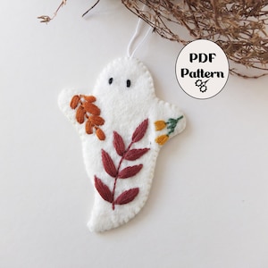 Felt Ghost PDF Pattern, Halloween Craft Pattern, Instant Download, Sewing Pattern, Embroidery Pattern, Kids Craft, Home Decoration, Tutorial
