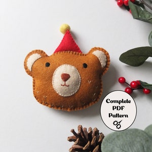 Felt Bear Pattern, Felt Bear Sewing Pattern, Felt Animal Pattern, Felt PDF Patterns, Felt Ornament Pattern, Felt Ornaments Christmas
