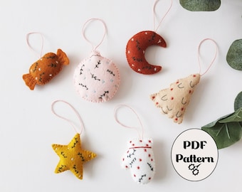 Miniature Felt Christmas Ornaments PDF Pattern, Sewing Pattern Bundle, Digital Christmas Pattern, Winter Felt Decorations, Bundle  PDF