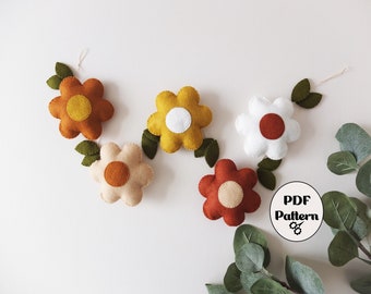 Felt Floral Garland PDF Pattern | Beginner Embroidery | Autumn Home Decor | Instant Download Felt Craft