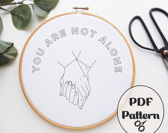 You Are Not Alone, Embroidery PDF, PDF pattern, Embroidery Pattern, Hand Embroidery Pattern, Christmas Embroidery, Pattern, Download PDF,