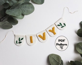 Personalized Felt Bunting PDF Pattern: Floral Garland (Digital Download)