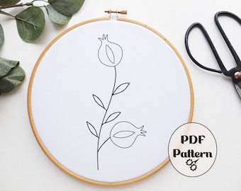 Pomegranate, Hand Embroidery Pattern, PDF pattern, Embroidery Pattern, Spring Embroidery, Pattern, Download PDF, Botanicals, Instant PDF