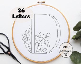 Floral Alphabet 2, Hand Embroidery Pattern Pdf, PDF pattern, Embroidery Pattern, Spring Embroidery, Pattern, Download PDF, Instant PDF