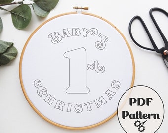 Baby's 1st Christmas, Embroidery PDF, PDF pattern, Embroidery Pattern, Hand Embroidery Pattern, Christmas Embroidery, Pattern, Download PDF,