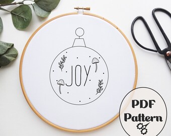 Joy Bauble Embroidery PDF, PDF pattern, Embroidery Pattern, Hand Embroidery Pattern, Christmas Embroidery, Pattern, Download PDF, Christmas