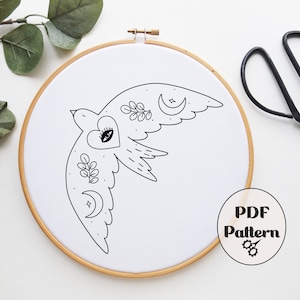 Soaring Bird Hand Embroidery Pattern: Modern Magic (PDF Pattern)