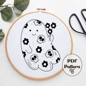 Groovy Ghost Embroidery Pattern: Halloween Design (PDF Pattern)