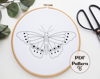 Butterfly Spots Embroidery Pattern, Hand Embroidery Pattern, PDF pattern, Embroidery Pattern, Spring Embroidery, Pattern, Download PDF