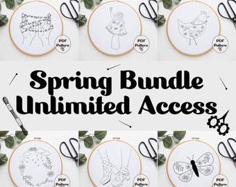 Spring Bundle, Hand Embroidery Pattern, PDF pattern, Embroidery Pattern, Spring Embroidery, Download PDF, Easter, Instant PDF