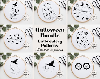 Halloween Spooky Embroidery Pattern Bundle: Beginner Friendly (PDF Pattern)