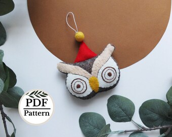 PDF Pattern of Owl, Winter Owl Pattern, Felt Owl Ornament, Festive Owl