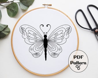 Butterfly Embroidery Pattern, Hand Embroidery Pattern, PDF pattern, Embroidery Pattern, Spring Embroidery, Pattern, Download PDF, Easter,