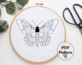 Butterfly Embroidery Pattern, Hand Embroidery Pattern, PDF pattern, Embroidery Pattern, Spring Embroidery, Pattern, Download PDF,