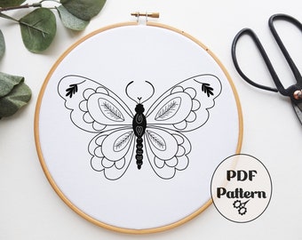 Butterfly Embroidery Pattern, Hand Embroidery Pattern, PDF pattern, Embroidery Pattern, Spring Embroidery, Pattern, Download PDF, Easter,