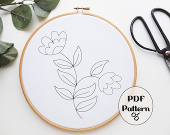 Exotic Flower, Hand Embroidery Pattern, PDF pattern, Embroidery Pattern, Spring Embroidery, Pattern, Download PDF, Botanicals, Instant PDF