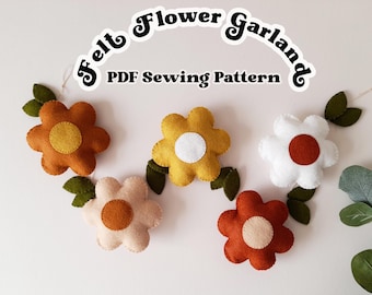 Molde em PDF para Guirlanda Floral em Feltro | Bordado para Iniciantes | Decoração de Outono para Casa | Artesanato em Feltro para Download Imediato