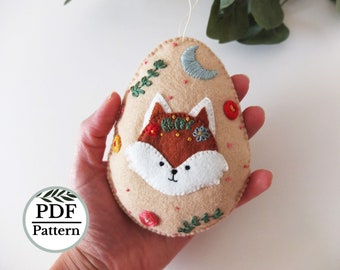 Easter Egg Felt Pattern, Woodland Fox PDF Pattern, Spring Felt Embroidery, Woodland PDF, Felt Woodland PDF, Felt Fox, Spring Craft