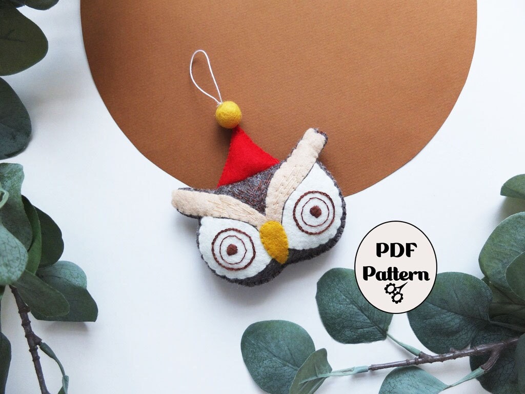 Felt Owl Ornament PDF Pattern: Winter Festive Owl