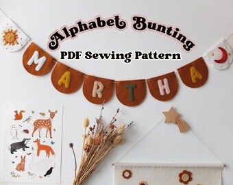 Alphabet Bunting | Sun & Moon Theme | Sewing Pattern | Custom Banner