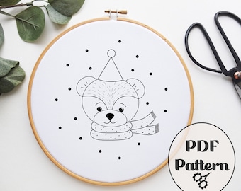 Bear Embroidery PDF, PDF pattern, Embroidery Pattern, Hand Embroidery Pattern, Christmas Embroidery, Pattern, Download PDF, Christmas