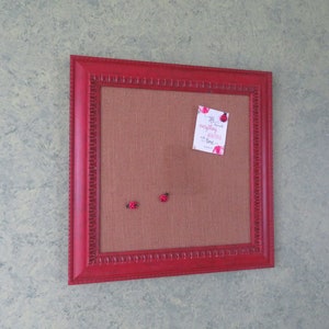 Shabby Chic Red Painted and Distressed Message Board Bulletin Board Pint Board Picture Frame Painted Cork Corkboard