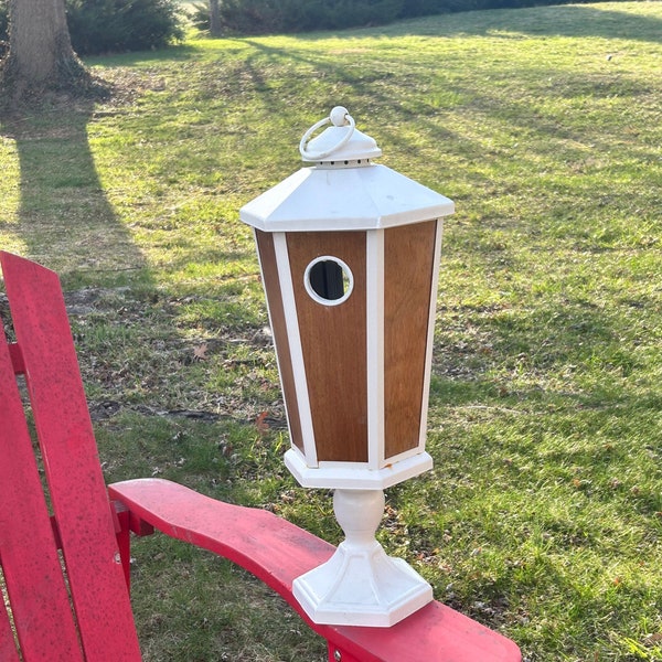 Birdhouse Bird House from a Repurposed Vintage Light Fixture Sconce Upcycled Recycled Outdoor Spring Garden Decor Black