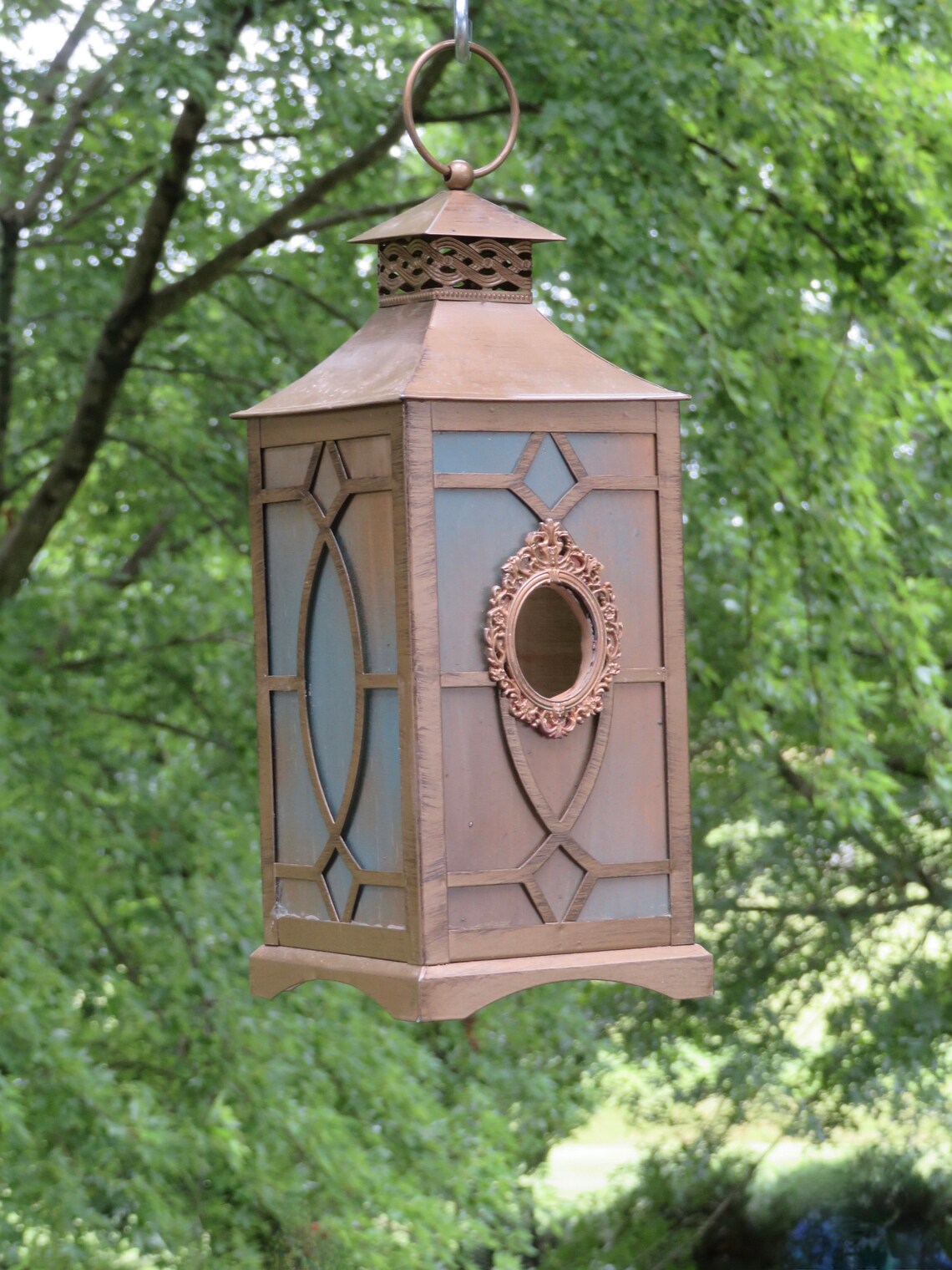 Birdhouse Bird House From a Repurposed Light Fixture Metal Etsy