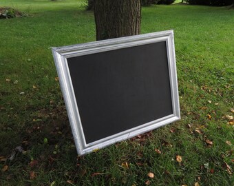 Antique Large Elegant Silver Painted Picture Frame Black Chalkboard Wedding Party Sign